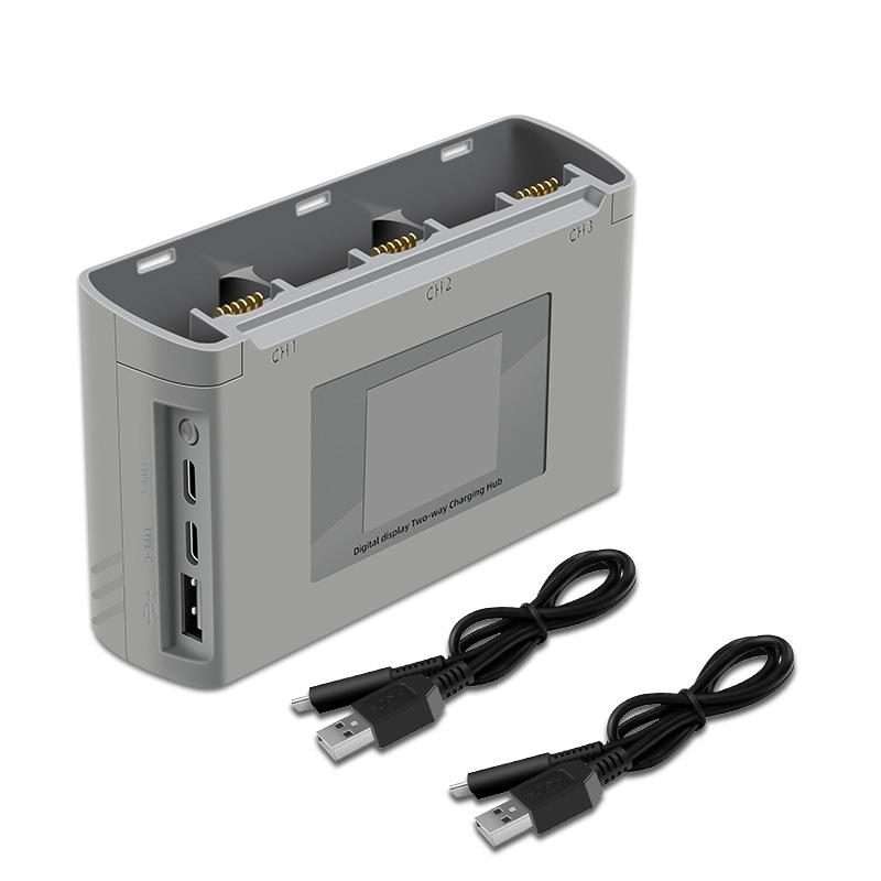 For DJI Mini 2 SE/Mini 2/Mini 4K YX 3-way Battery Charging Hub With Color Screen(Gray)