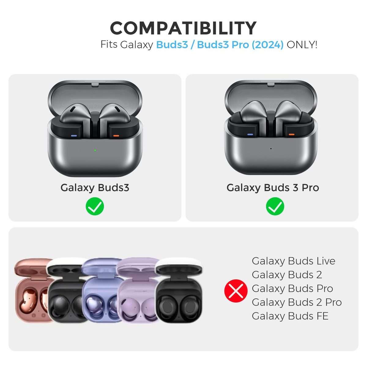 For Galaxy Buds3 / 3 Pro AhaStyle WG158 Silicone Protection Case(Black)