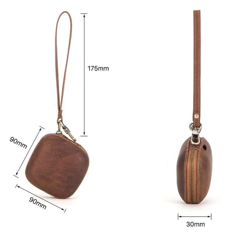 For Powerbeats Pro CONTACTS FAMILY CF1113A Leather With Drawstring Zipper Wireless Blu ... (Brown)