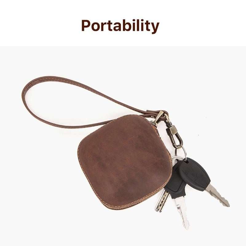 For Powerbeats Pro CONTACTS FAMILY CF1113A Leather With Drawstring Zipper Wireless Bl ... (Coffee)