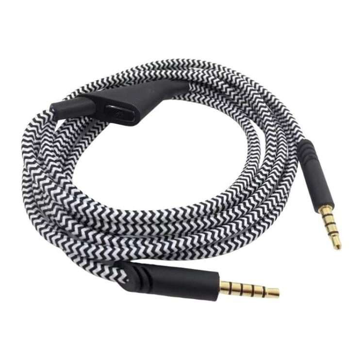 For Logitech Astro A10 / A40 / A30 Gaming Headset Cable Braided Audio Cable ... Black White Button