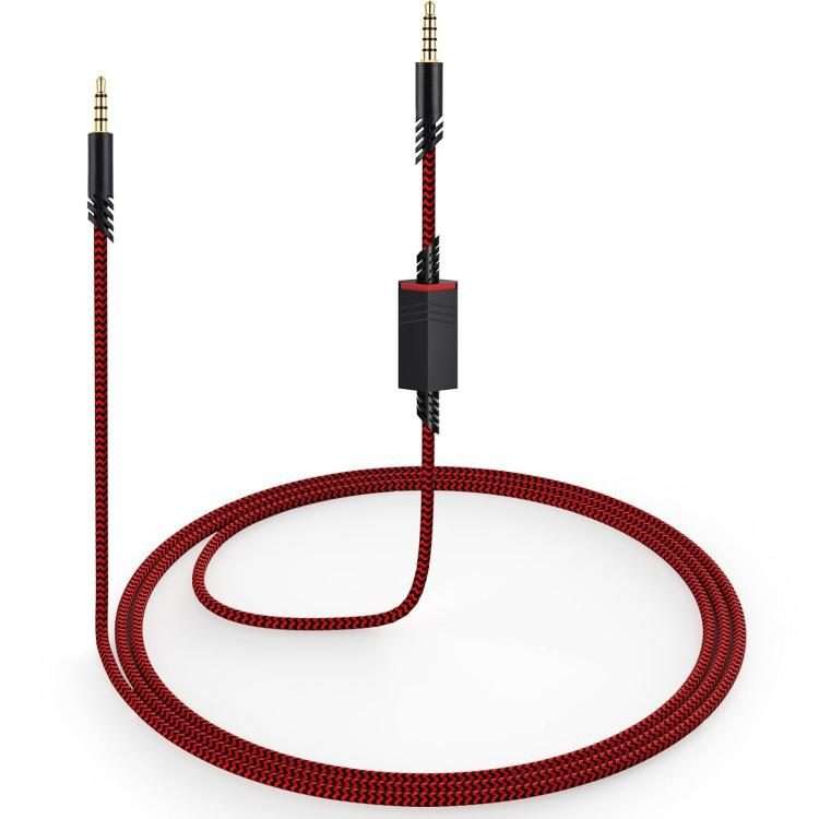 For Logitech Astro A10 / A40 / A30 Gaming Headset Cable Braided Audio Cable ... Red Black Square