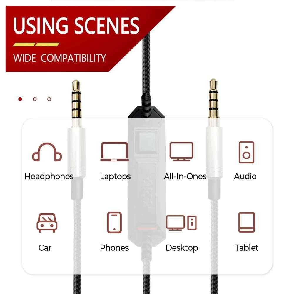 For Logitech Astro A10 / A40 Headset Gaming Headset 2m Braided Audio Cable, Style: Silver Plug Str