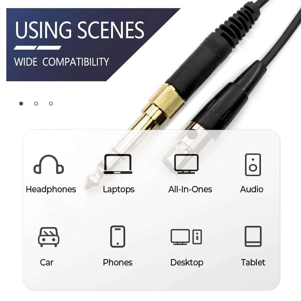 1.5-4.5m Spring 6.35mm Plug Headphone Cable for AKG Q701 Q702 K712 K240