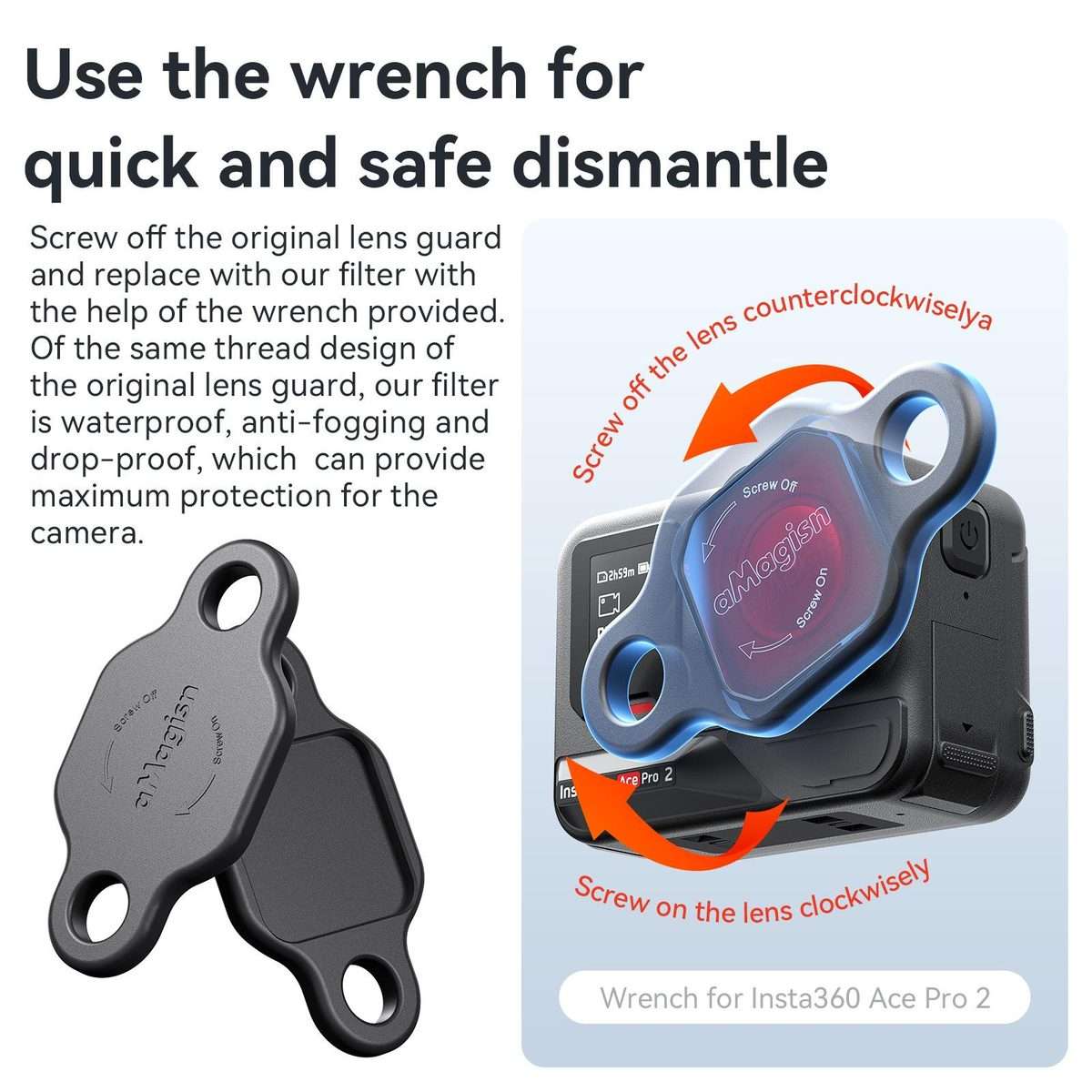 For Insta360 Ace Pro 2 aMagisn Dive Filter Underwater Waterproof Camera Lens Protector(Light Red)
