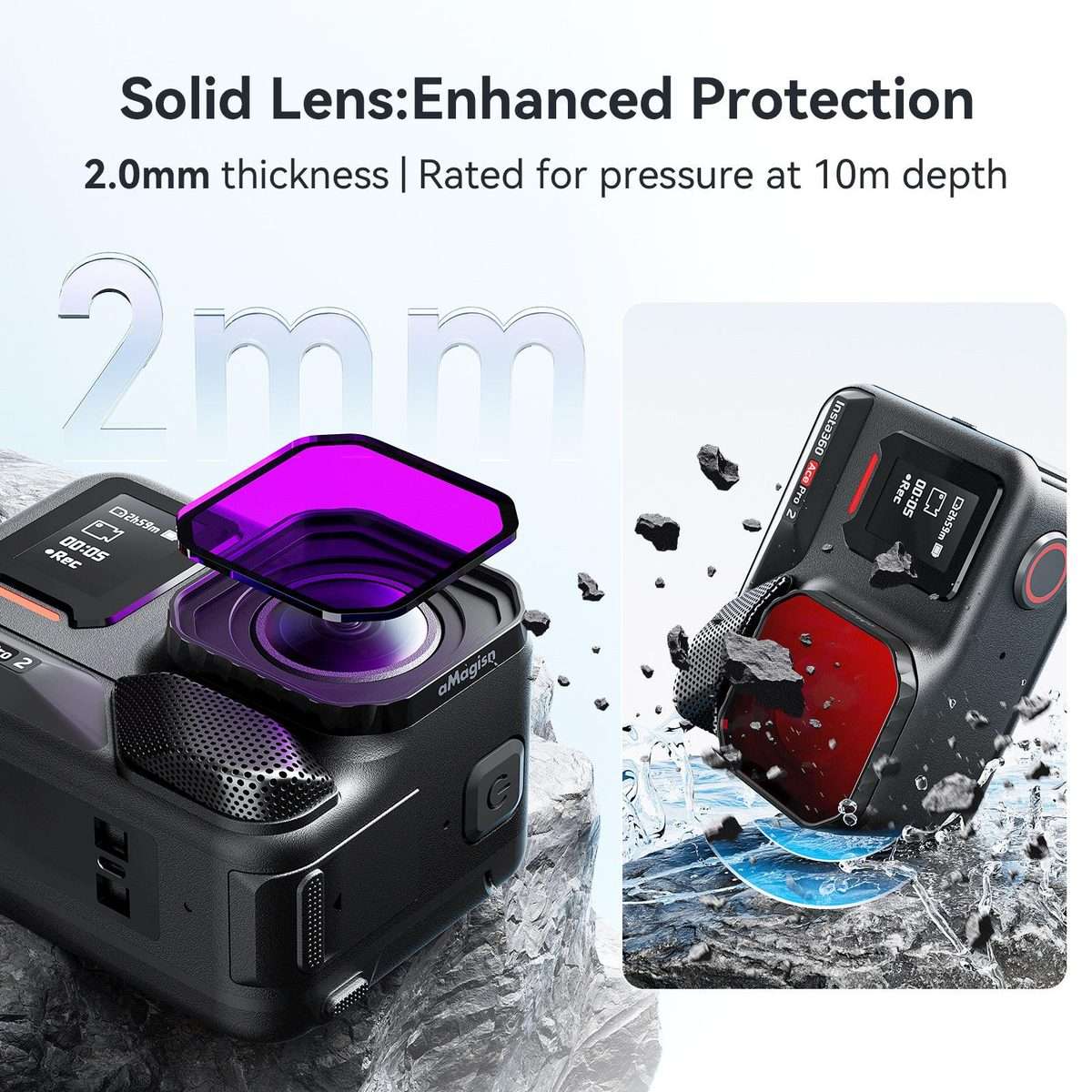 For Insta360 Ace Pro 2 aMagisn Dive Filter Underwater Waterproof Camera Lens Protector(Red)