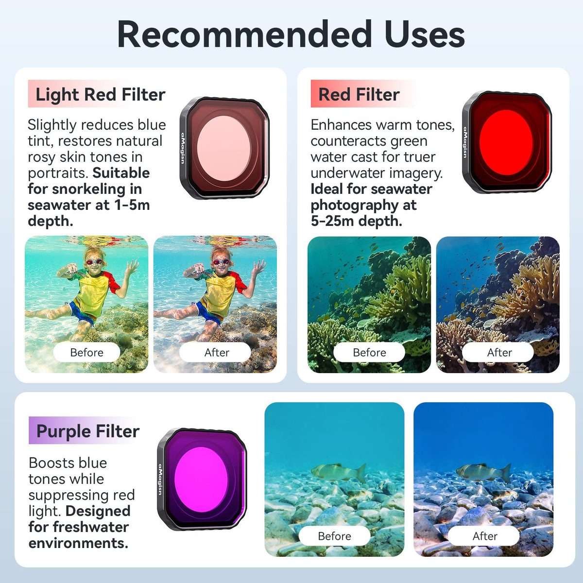 For Insta360 Ace Pro 2 aMagisn Dive Filter Underwater Waterproof Camera Lens Protector(Red)