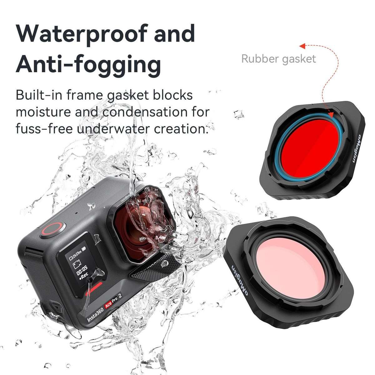 For Insta360 Ace Pro 2 aMagisn Dive Filter Underwater Waterproof Camera Lens Protector(Purple)