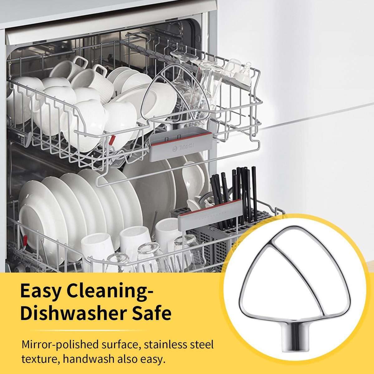 Stainless Steel Flat Beater For KitchenAid 4.5 & 5 QT Mixers - No Coating Chip-Resistant Attachmen