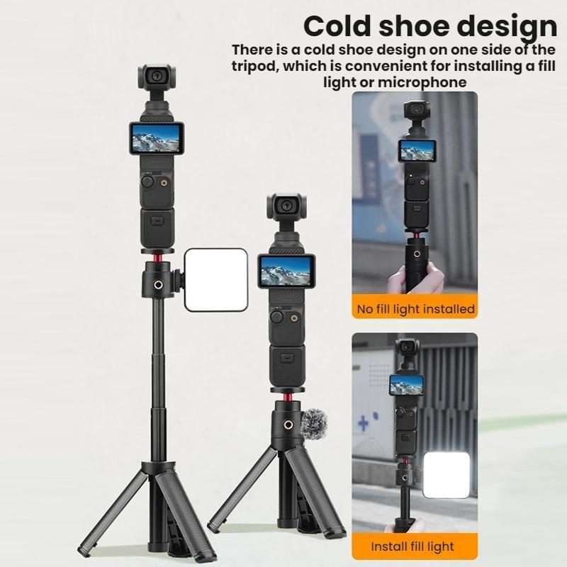 For DJI Osmo Pocket 3 / Action 5 Pro Flymile Extended Selfie Stick Tripod(Black)