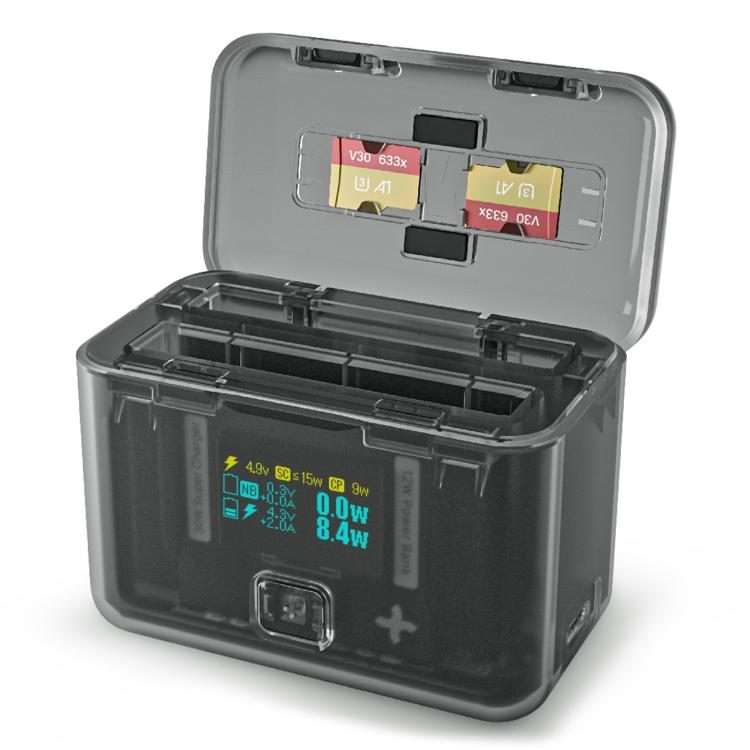 SYMIK Battery Charger For Insta360 X3 / ONE X2 Two Way Charging Case With ... (Transparent Black)