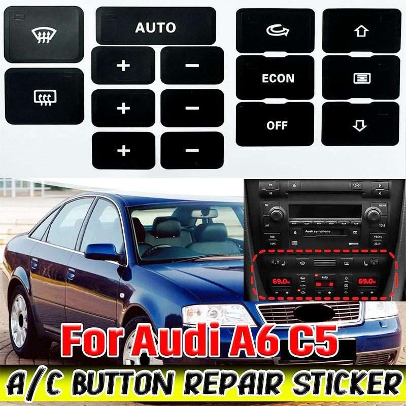 For Audi A6 C5 5sets Car Air Conditioner Panel Repair Stickers(Black)