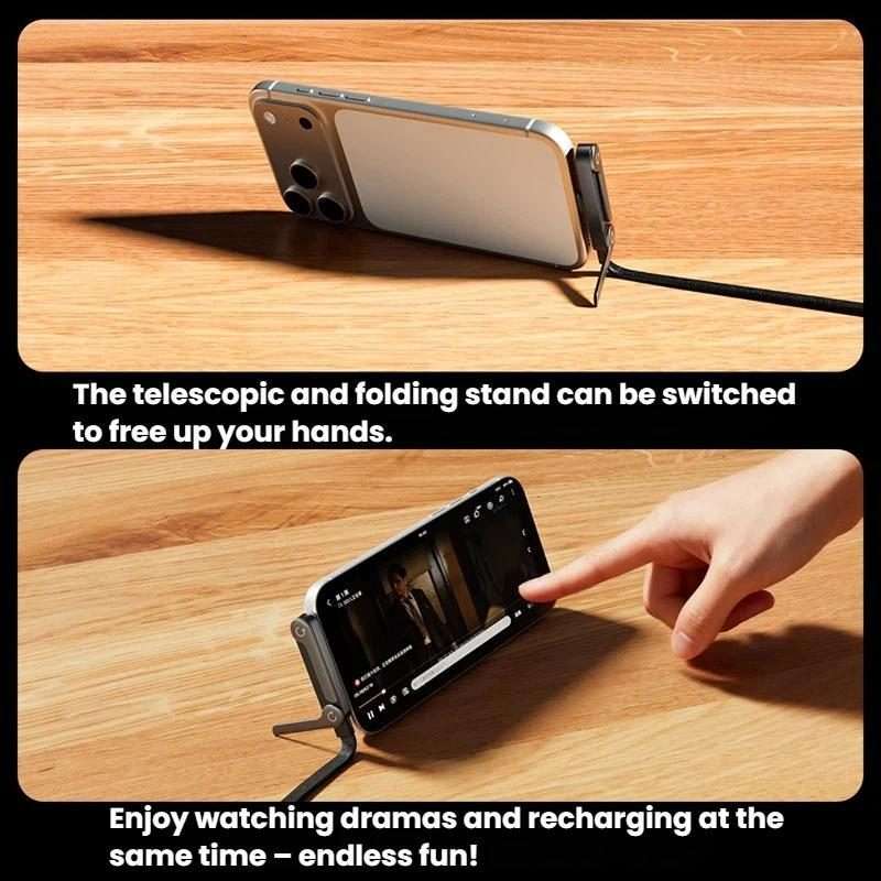 65W USB-A To Type-C 1.5m Data Cable With Foldable Stand Fast-Charging Braided Charging Cable
