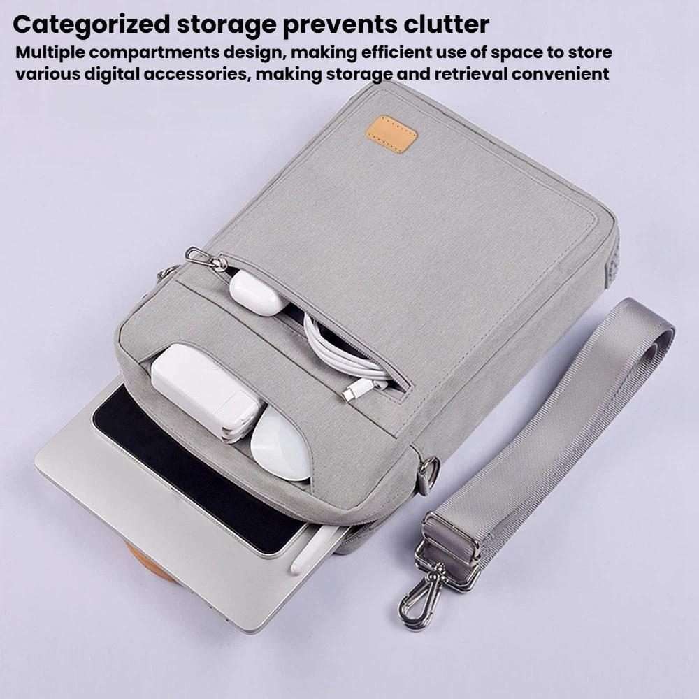 12-13 inch Laptop Carrying Case Tablet Inner Sleeve Single-Shoulder Crossbody Bag(Gray)