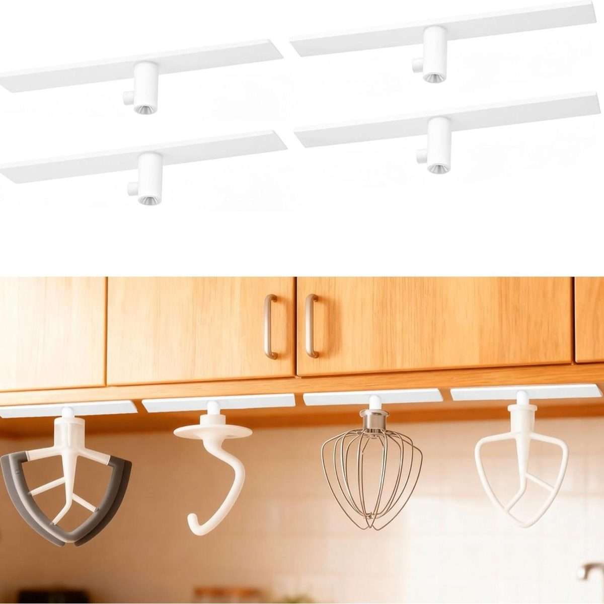 4pcs /Pack Hooks For KitchenAid Attachment to Neatly Store Mixer Accessories(White)