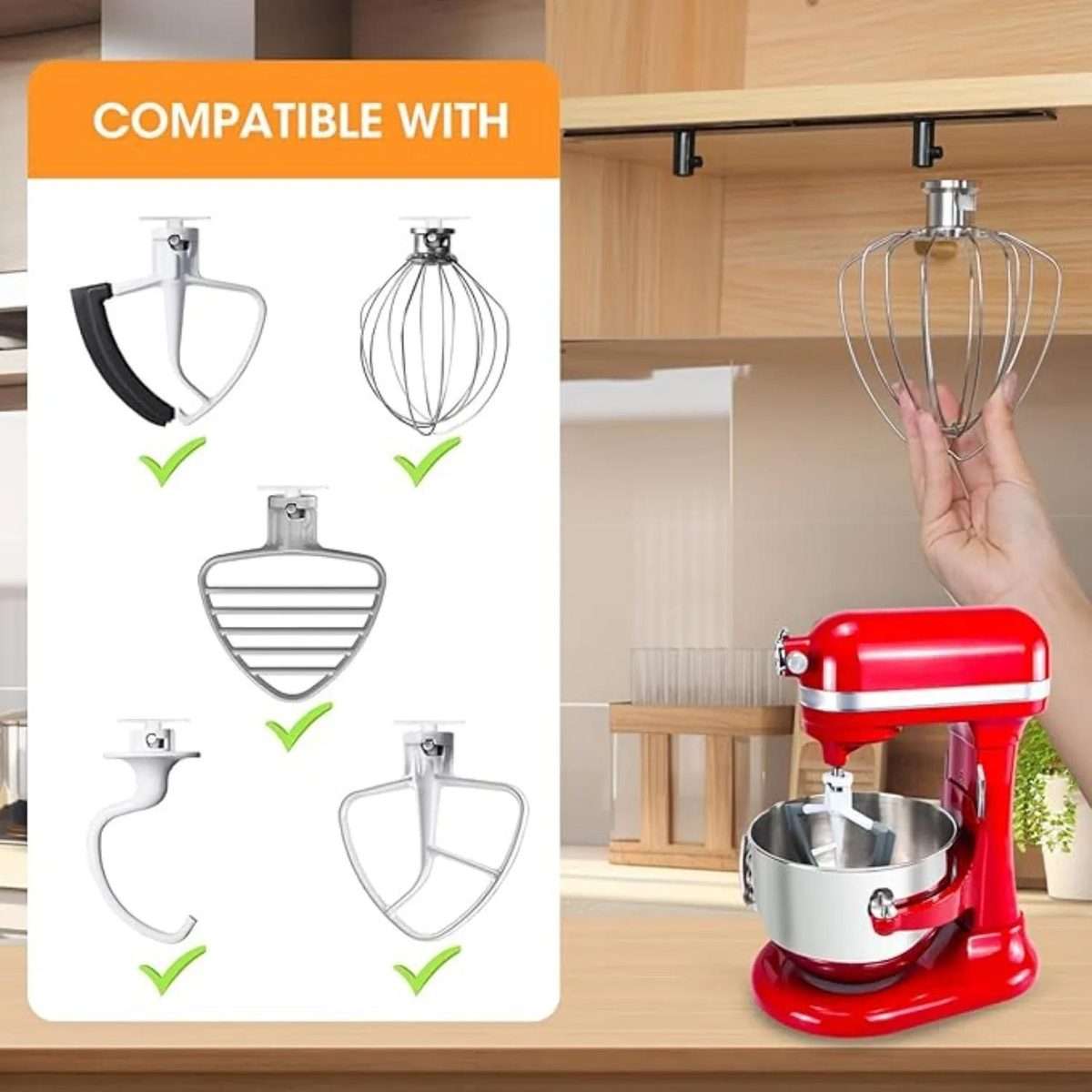 4pcs /Pack Hooks For KitchenAid Attachment to Neatly Store Mixer Accessories(Black)