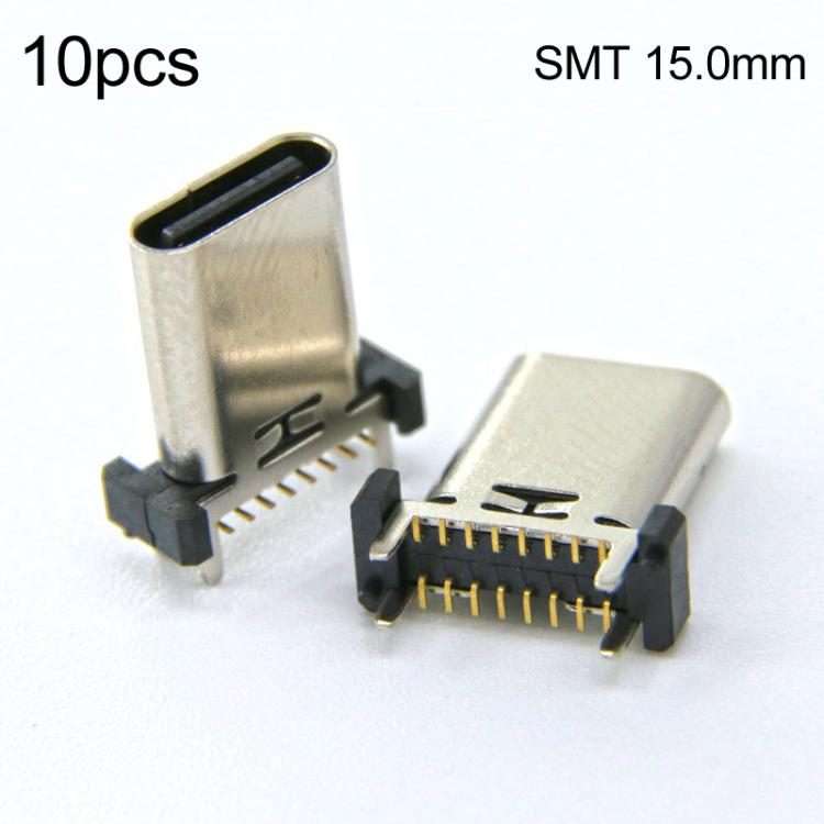 10pcs 16-Pin USB Type-C Female Connector PD Fast Charge Port SMT 15.0mm