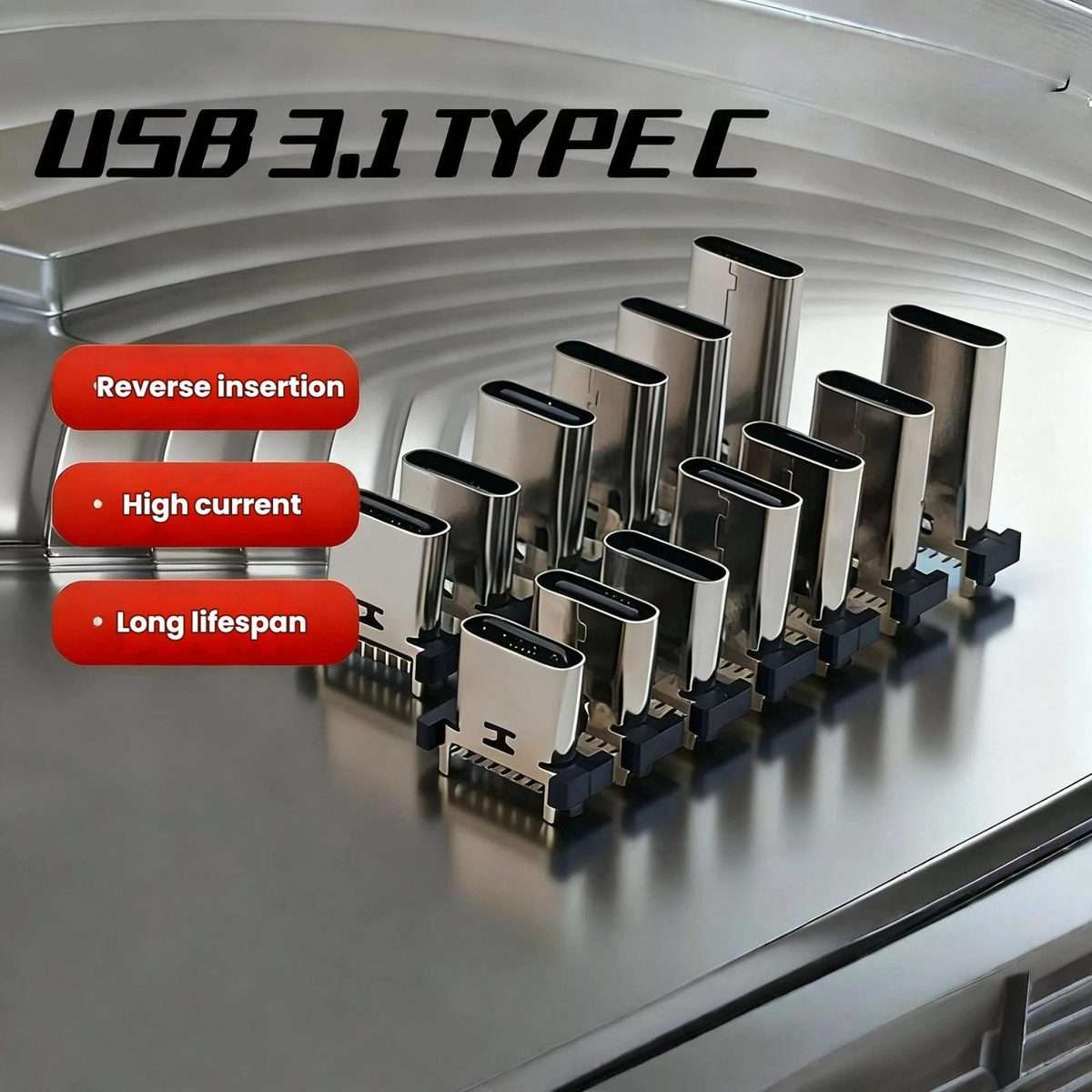 10pcs 16-Pin USB Type-C Female Connector PD Fast Charge Port SMT 15.0mm