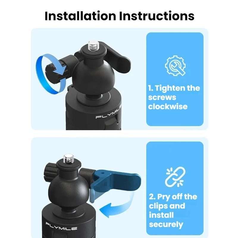 Flymile For DJI / GoPro / Insta360 Selfie Sticks Extension Tripods(Two-prong Version)