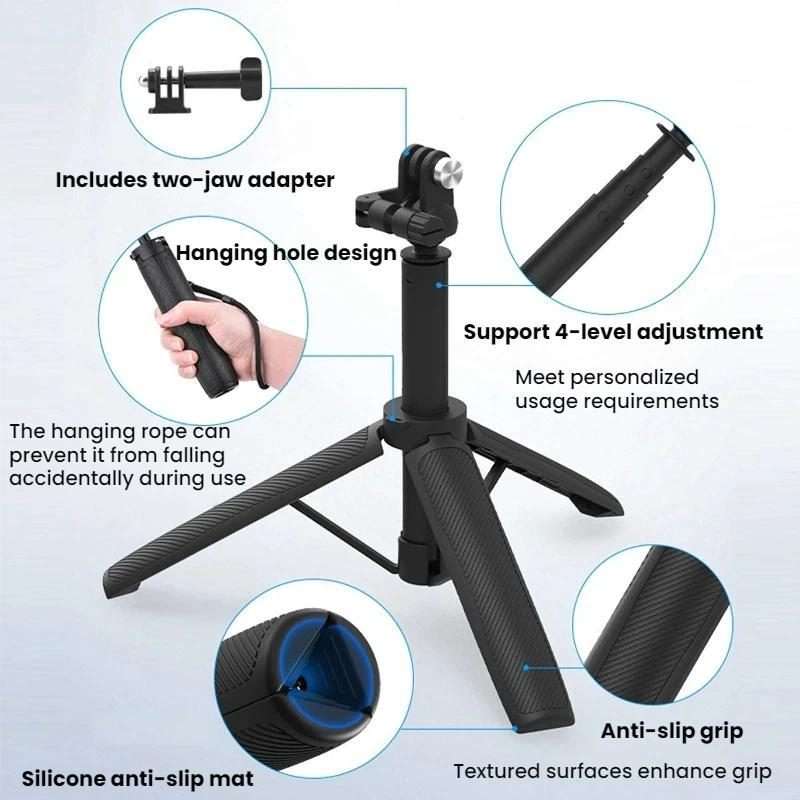 Flymile For DJI / GoPro / Insta360 Selfie Sticks Extension Tripods(Two-prong Version)