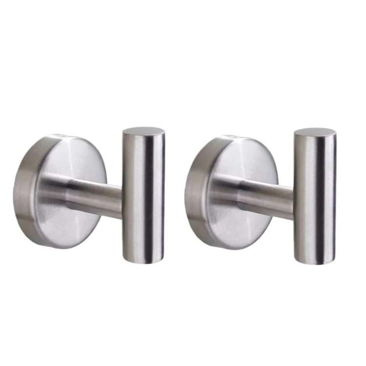 2pcs Stainless Steel Single Hook Wall Mounted Coat Hook For Bathroom, K ... Drilling Primary Color