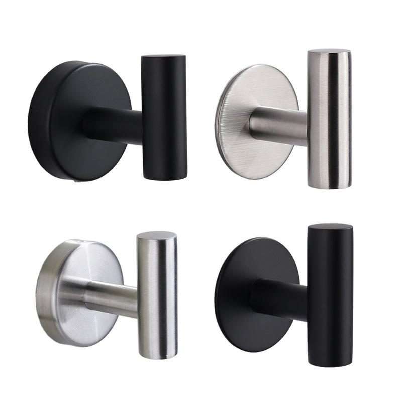 2pcs Stainless Steel Single Hook Wall Mounted Coat Hook For Bathroom, K ... Drilling Primary Color