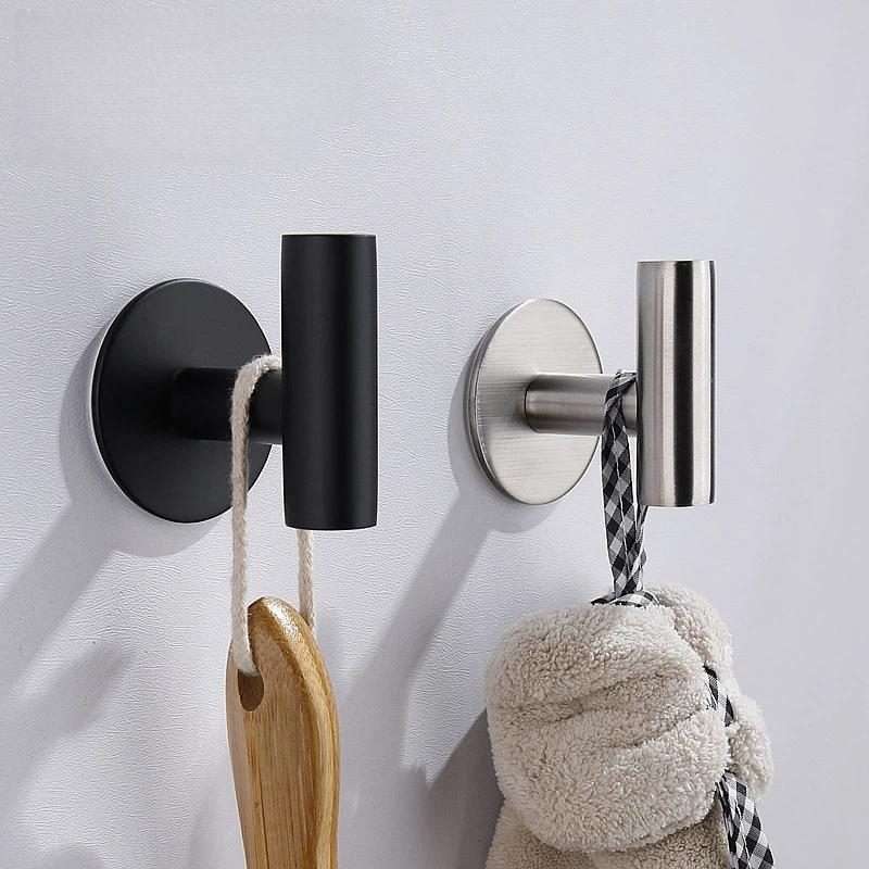 2pcs Stainless Steel Single Hook Wall Mounted Coat Hook For Bathroom, K ... Drilling Primary Color