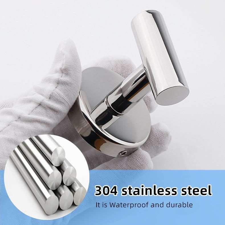 2pcs Stainless Steel Single Hook Wall Mounted Coat Hook For Bathroom, K ... Drilling Primary Color