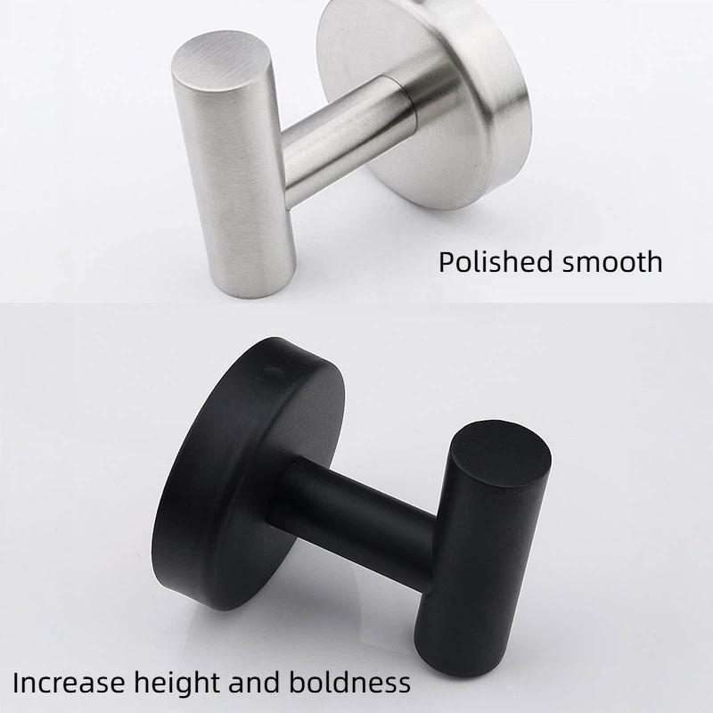 2pcs Stainless Steel Single Hook Wall Mounted Coat Hook For Bathroom, K ... Drilling Primary Color