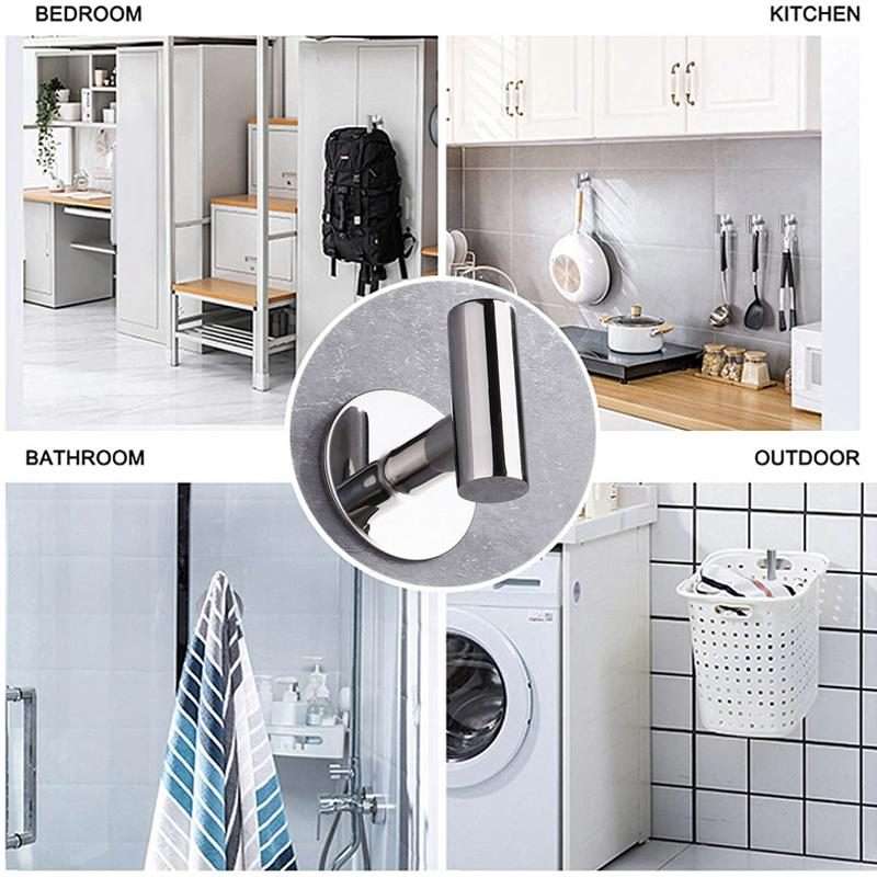 2pcs Stainless Steel Single Hook Wall Mounted Coat Hook For Bathroom, K ... Drilling Primary Color