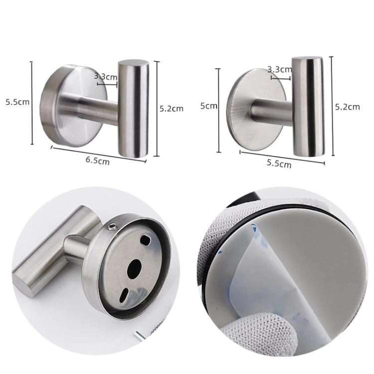 2pcs Stainless Steel Single Hook Wall Mounted Coat Hook For Bathroom, K ... Drilling Primary Color