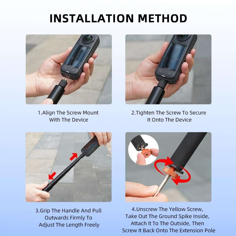 For DJI Osmo Pocket 3 / Action 6 / Insta360 X5 BRDRC Telescopic Extension Pole Selfie Stick(1.6m)