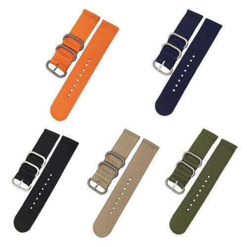 Washable Nylon Canvas Watchband, Band Width:20mm(Army Green with Silver Ring Buckle)