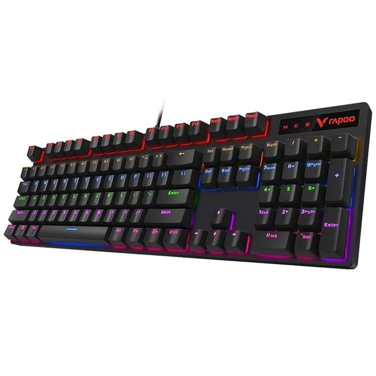 Rapoo V500 PRO Mixed Light 104 Keys Desktop Laptop Computer Game Esports Office ... (Black Shaft)