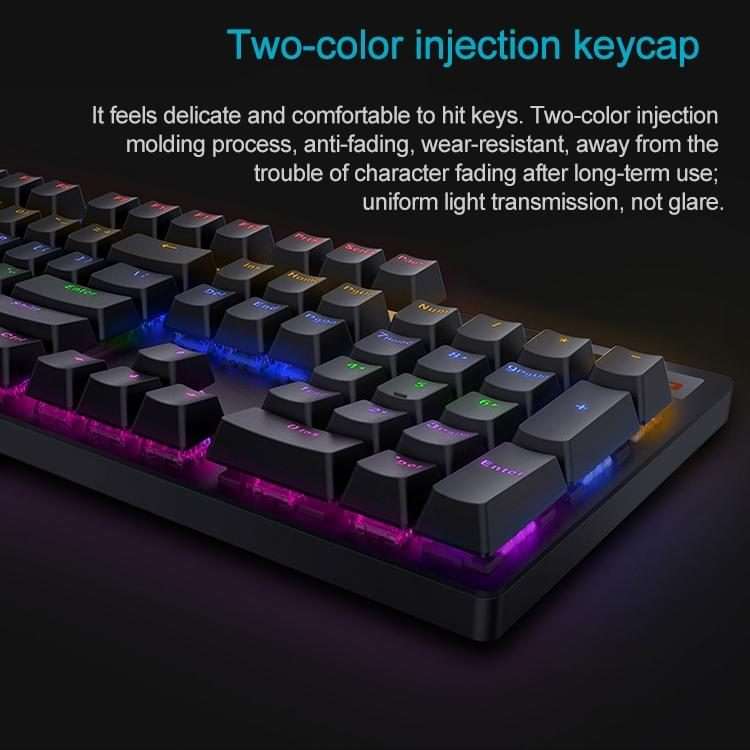 Rapoo V500 PRO Mixed Light 104 Keys Desktop Laptop Computer Game Esports Office ... (Black Shaft)