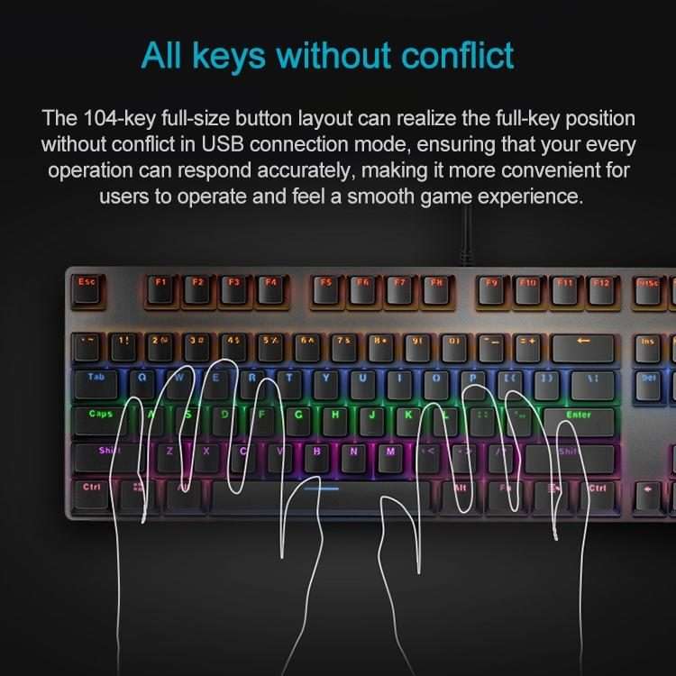 Rapoo V500 PRO Mixed Light 104 Keys Desktop Laptop Computer Game Esports Office ... (Black Shaft)