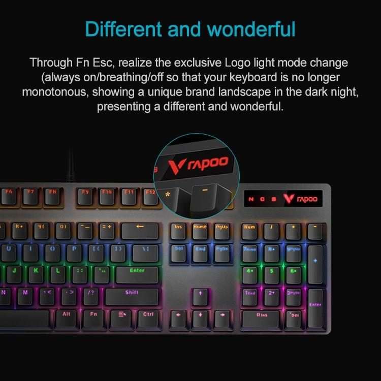 Rapoo V500 PRO Mixed Light 104 Keys Desktop Laptop Computer Game Esports Office ... (Black Shaft)