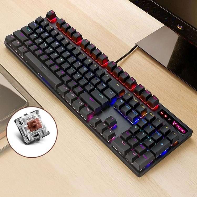 Rapoo V500 PRO Mixed Light 104 Keys Desktop Laptop Computer Game Esports Office Ho ... (Tea Shaft)