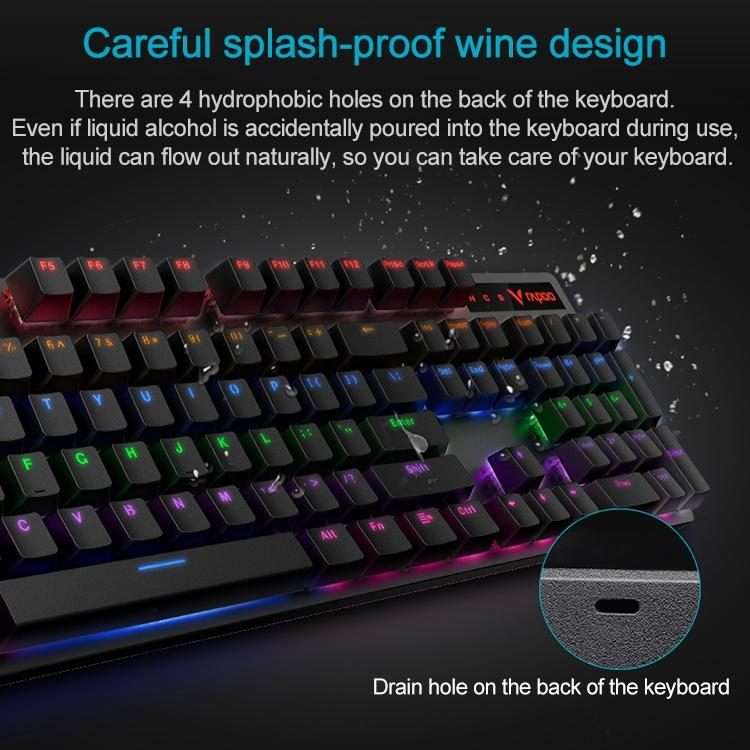 Rapoo V500 PRO Mixed Light 104 Keys Desktop Laptop Computer Game Esports Office Ho ... (Tea Shaft)