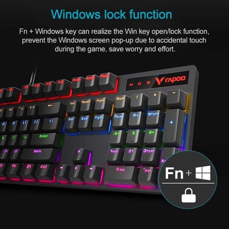 Rapoo V500 PRO Mixed Light 104 Keys Desktop Laptop Computer Game Esports Office Ho ... (Red Shaft)