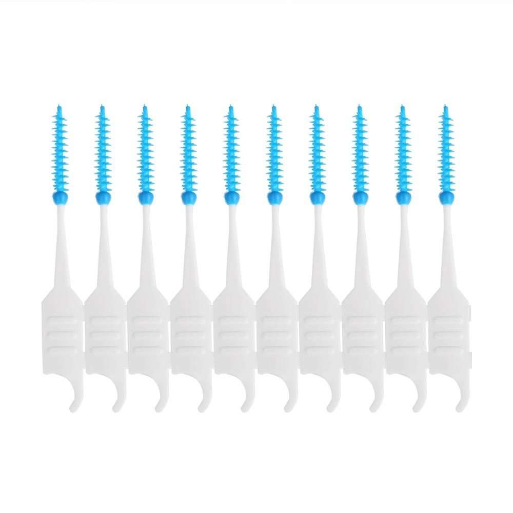 200pcs / Box Double Head Soft Silicone Spiral Floss Portable Dental Care Cleaning Tool