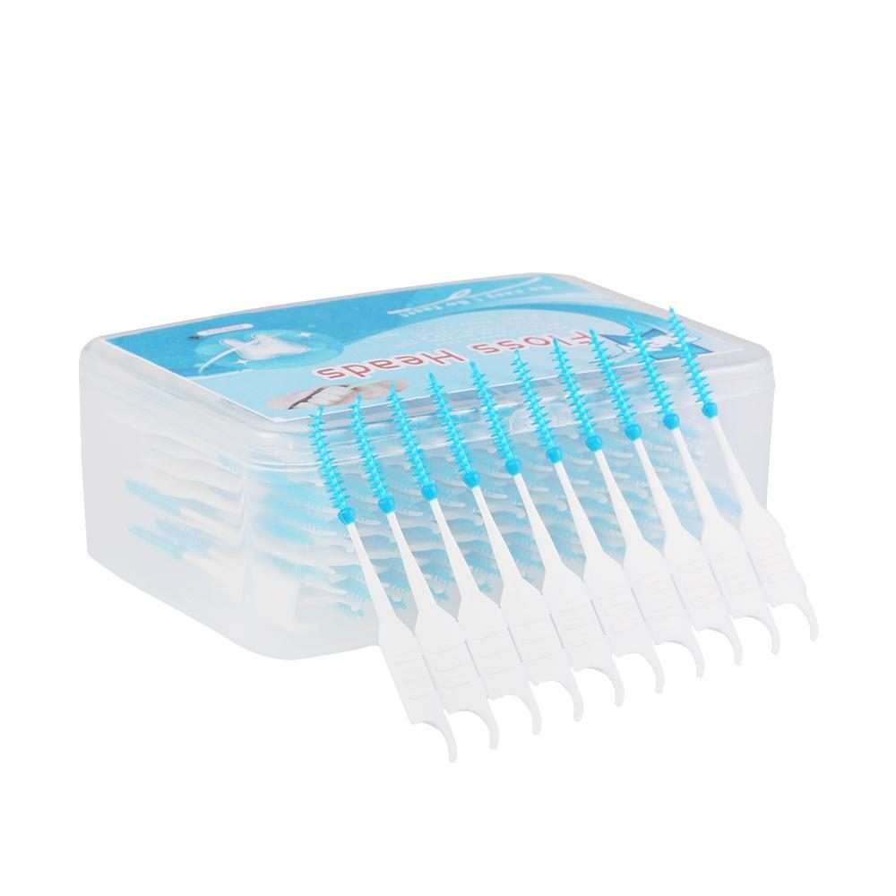 200pcs / Box Double Head Soft Silicone Spiral Floss Portable Dental Care Cleaning Tool