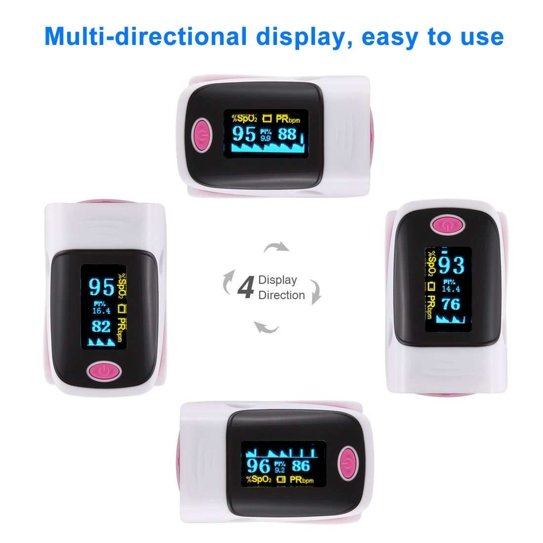 AB-80 Precision Finger Pulse Oximeter Blood Oxygen Monitor(Pink)