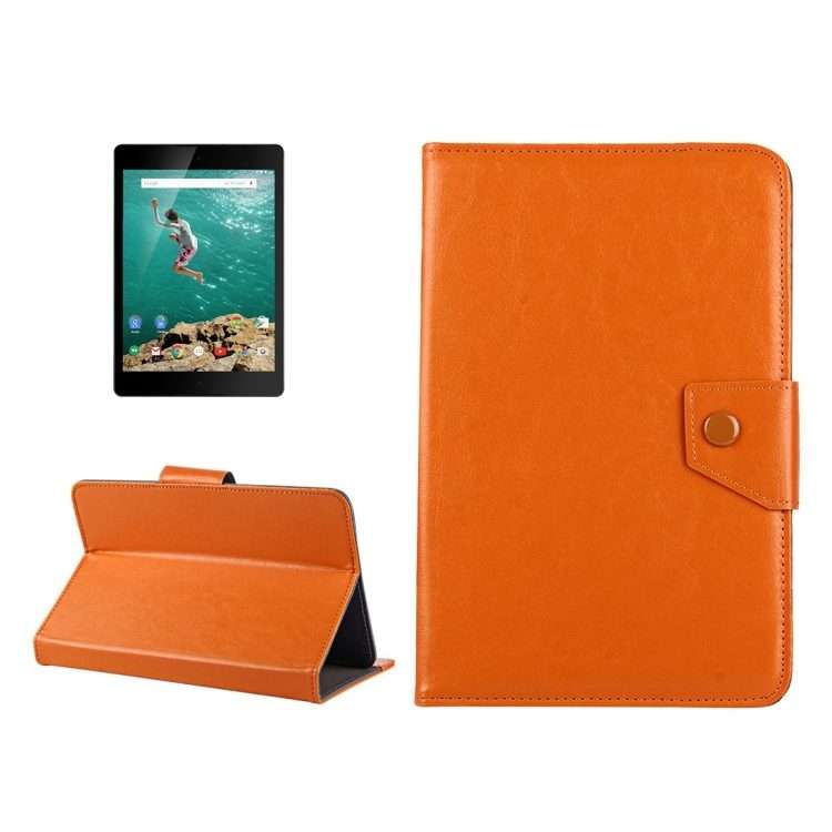 9 inch Tablets Leather Case Crazy Horse Texture Protective Case Shell with Holder for ... (Orange)