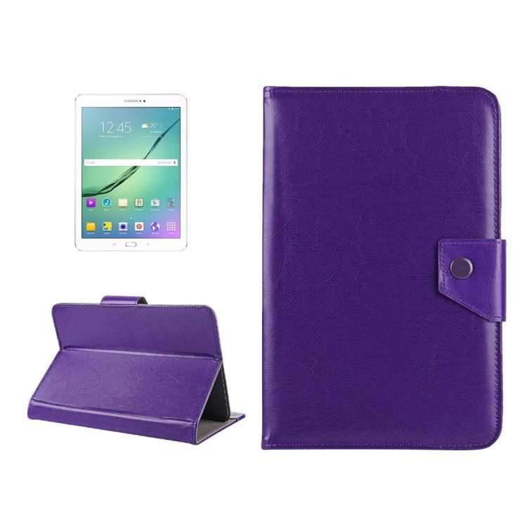 10 inch Tablets Leather Case Crazy Horse Texture Protective Case Shell with Holder fo ... (Purple)