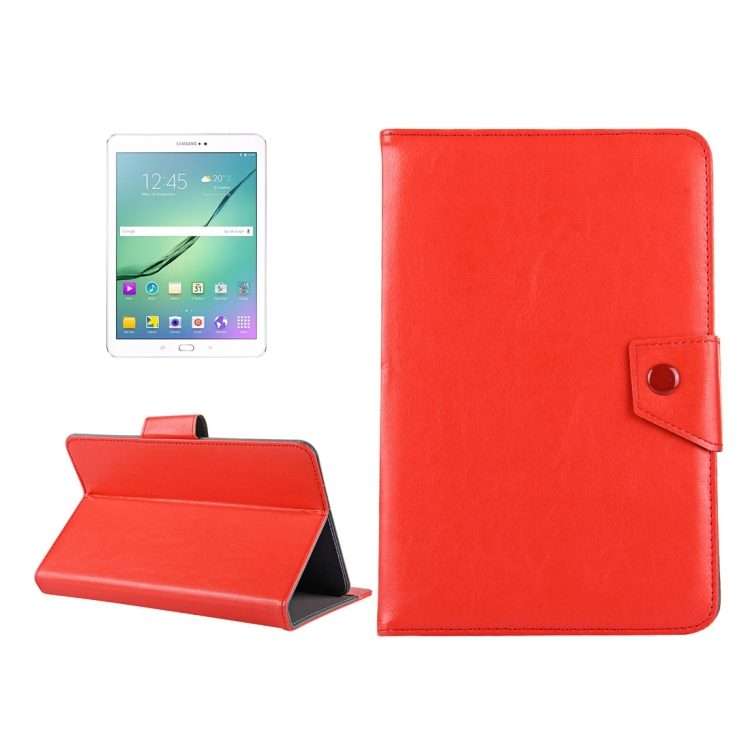 10 inch Tablets Leather Case Crazy Horse Texture Protective Case Shell with Holder for A ... (Red)