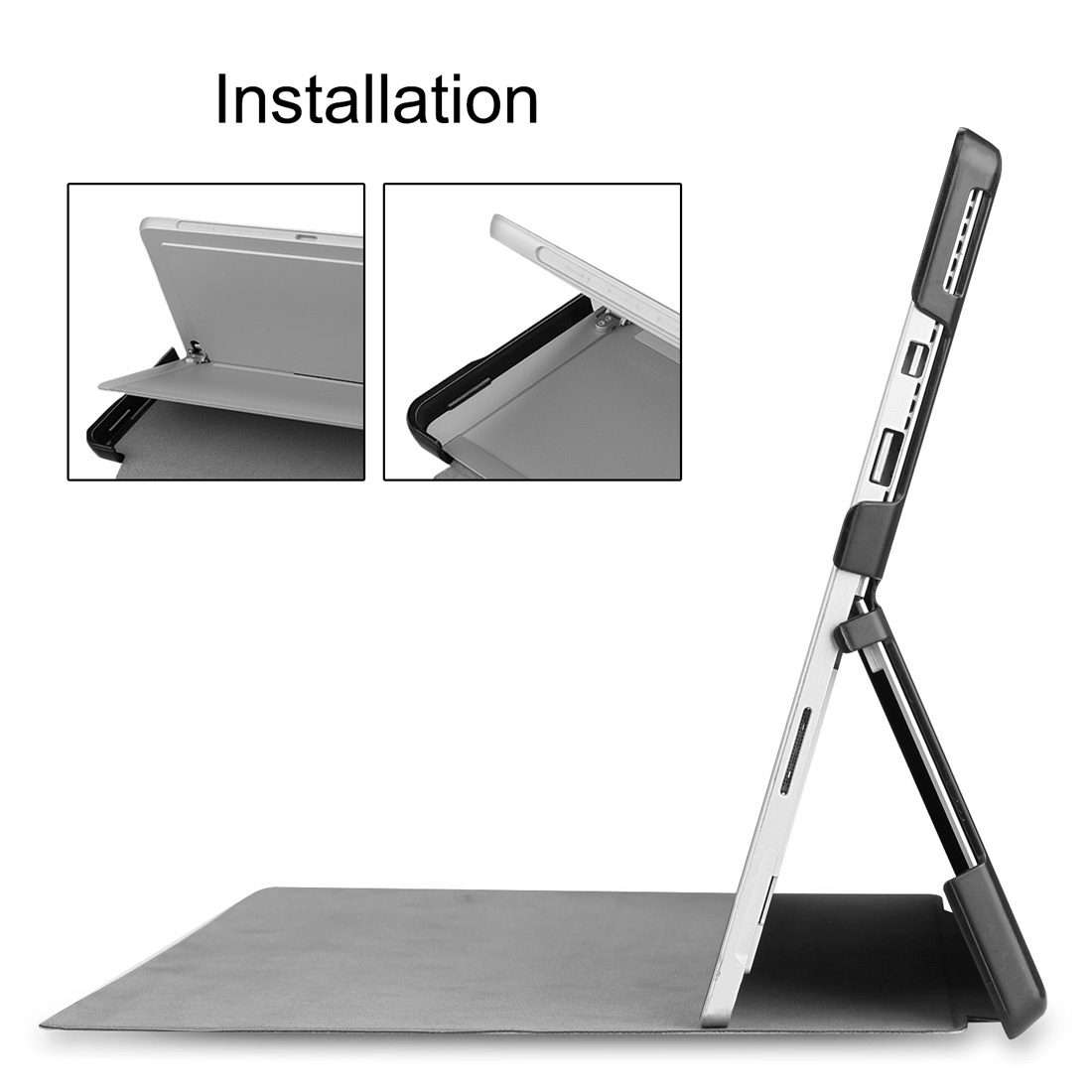 Custer Texture Horizontal Flip PU Leather Case for Microsoft Surface Pro 4 / 5 / 6 / 7 ... (Grey)