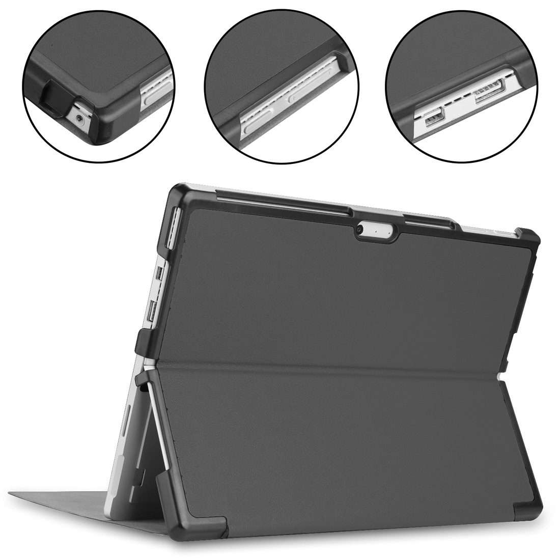 Custer Texture Horizontal Flip PU Leather Case for Microsoft Surface Pro 4 / 5 / 6 / 7 ... (Grey)