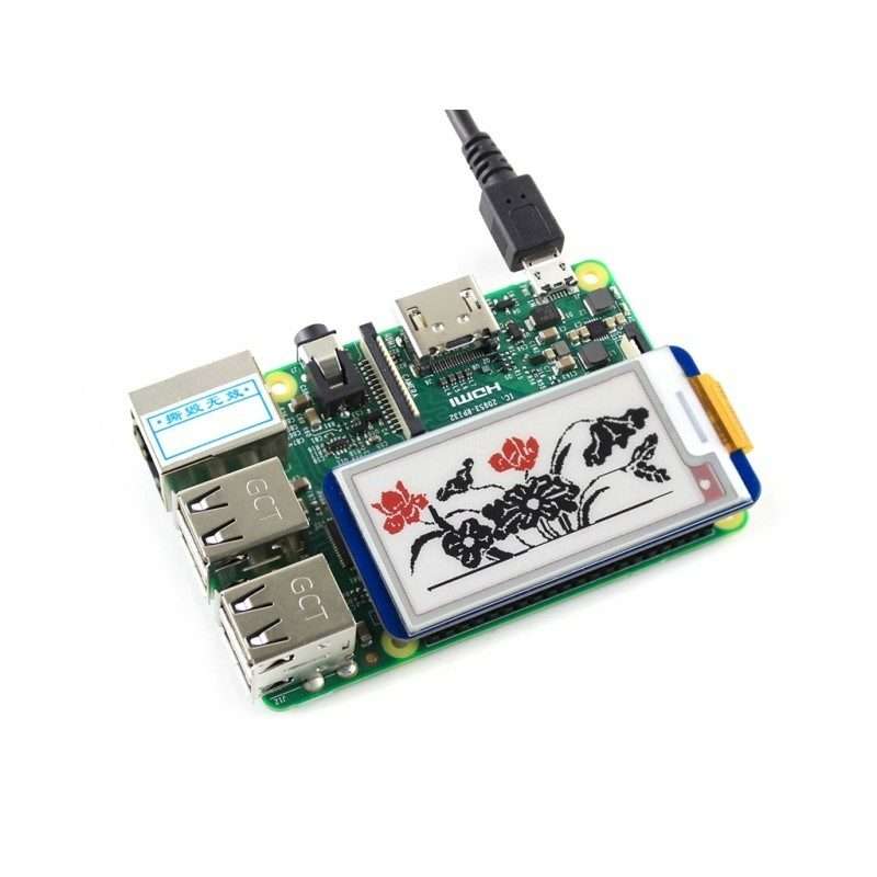 Waveshare 2.13 inch 212x104 Pixel Three-color E-Ink Display HAT (B) for Raspberry Pi
