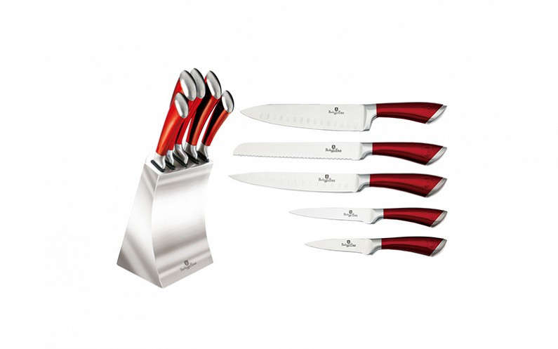Berlinger Haus - 6 Pieces Stainless Steel Passion Collection Knife Set With Stand (READ DESCRIPTION)